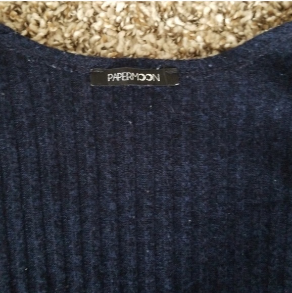 Papermoon Navy Long Open Cardigan Sweater - Picture 3 of 4